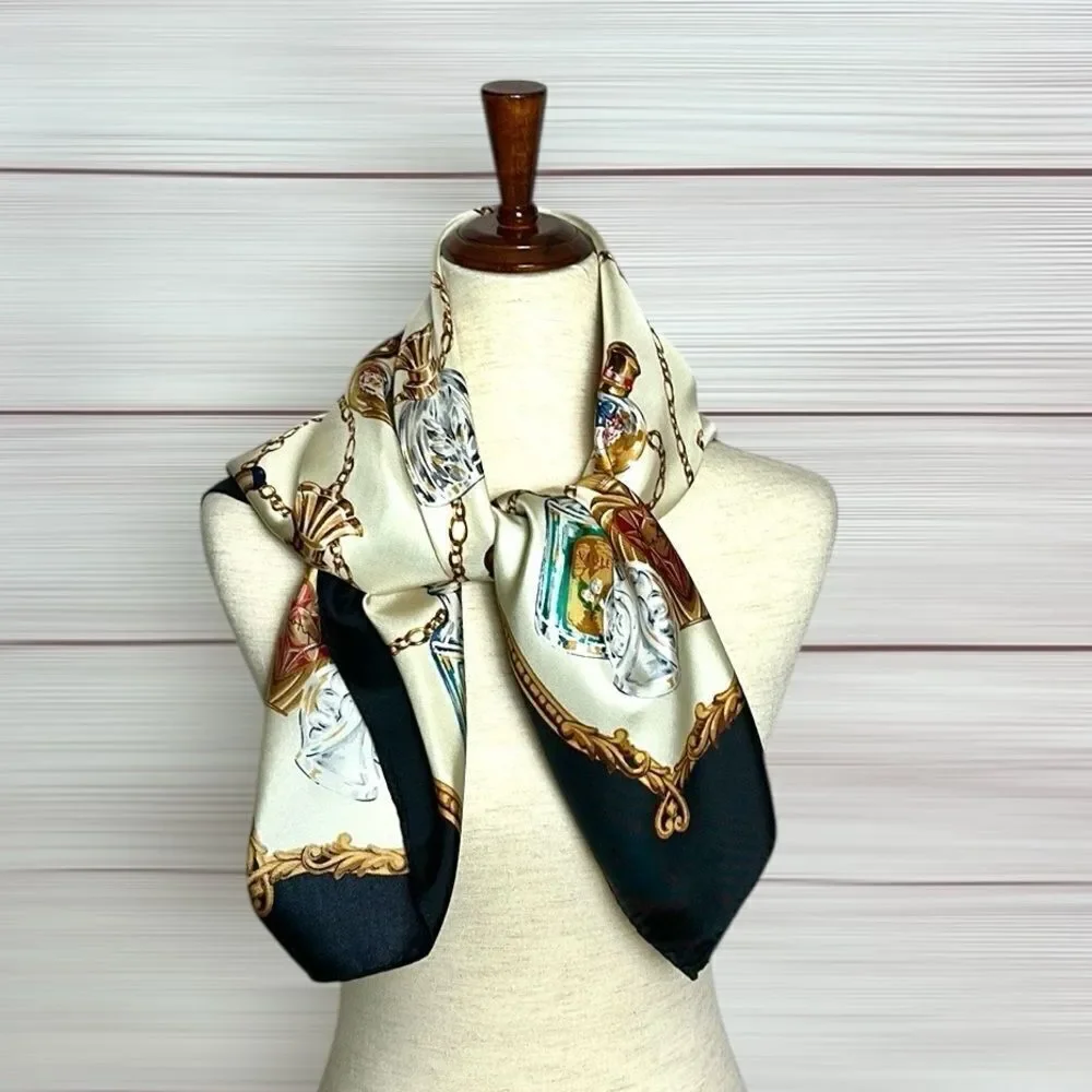Victoria's Secret London Silk Perfume Chain Print Square Scarf